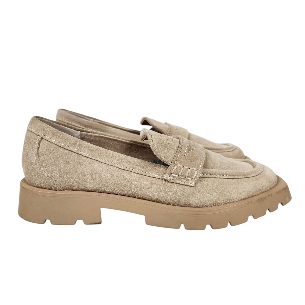Dolce Vita Elias Dune Suede Leather Chunky Lug Sole Penny Loafers Womens Size 9